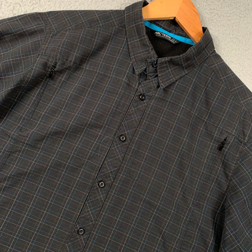 Arcteryx Button Up Shirt Mens Large Multi Plaid Short Sleeve Hiking Gorpcore Top